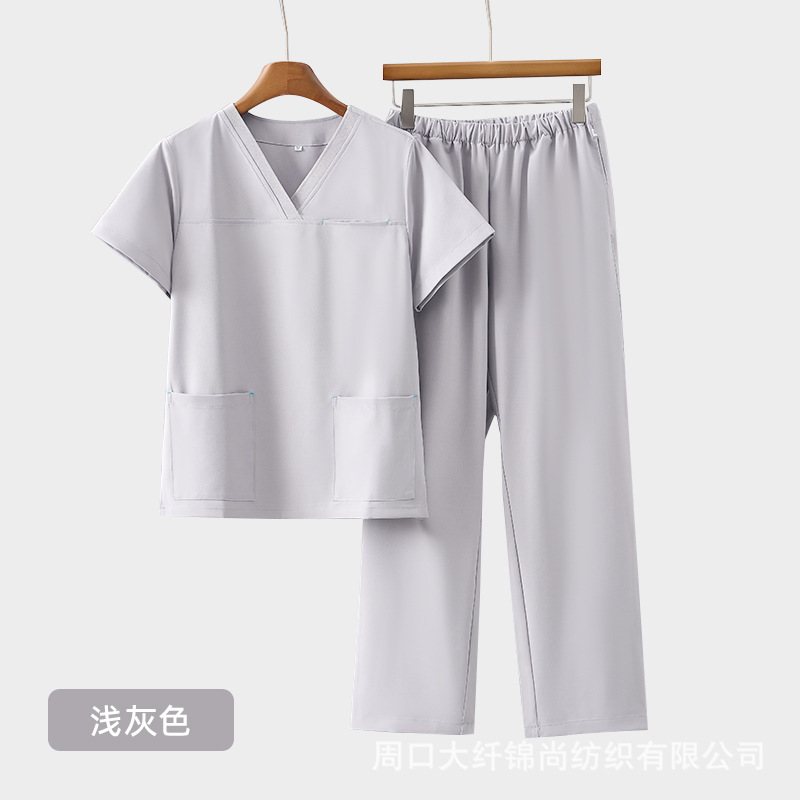 手洗い服弾力氷糸速乾作業服セット医療美容歯科女性夏半袖黒ブラシ手服|undefined