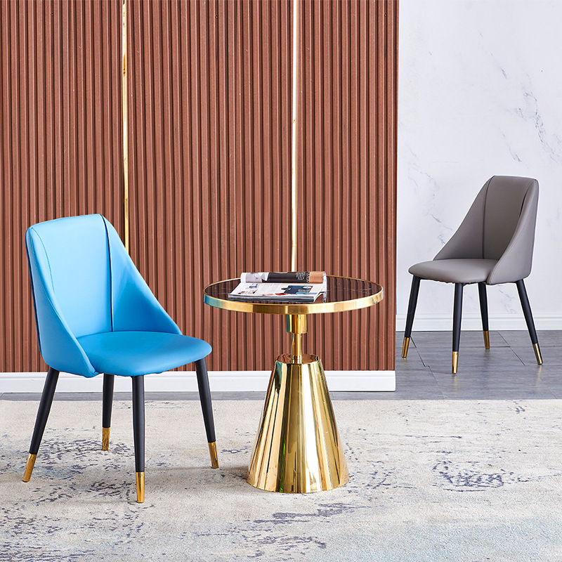 Mesa y silla de acero inoxidable dorado mesa redonda blanca mesa de café restaurante de lujo mesa y silla