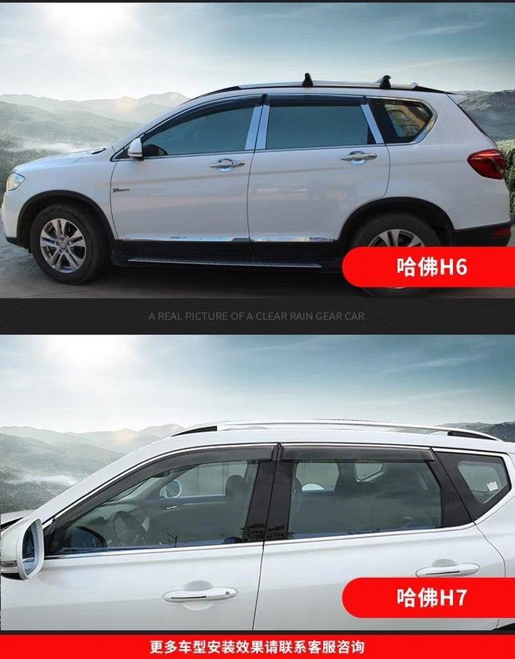 Haval H6 Rain Shield, Rain-Proof Visor, Car Window Rain Guard, Pure Black Opaque Without Gloss, Great Wall Poer