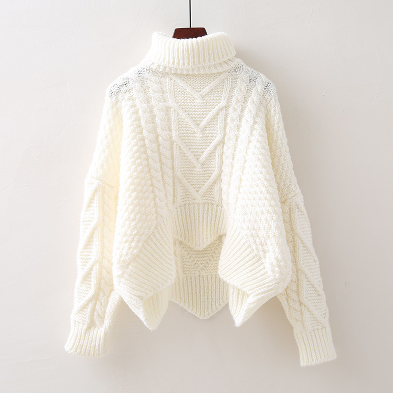 ​​Chunky Cable Knit Sweater – Oversized High-Neck Wool Pullover For Women (One Size)​​_voghion.com