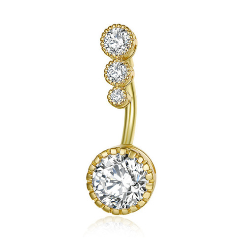 AliExpress Amazon Vacuum Electroplating Body Piercing Jewelry Inlaid with Zircon and Diamond Navel Button Navel Nail Wholesale