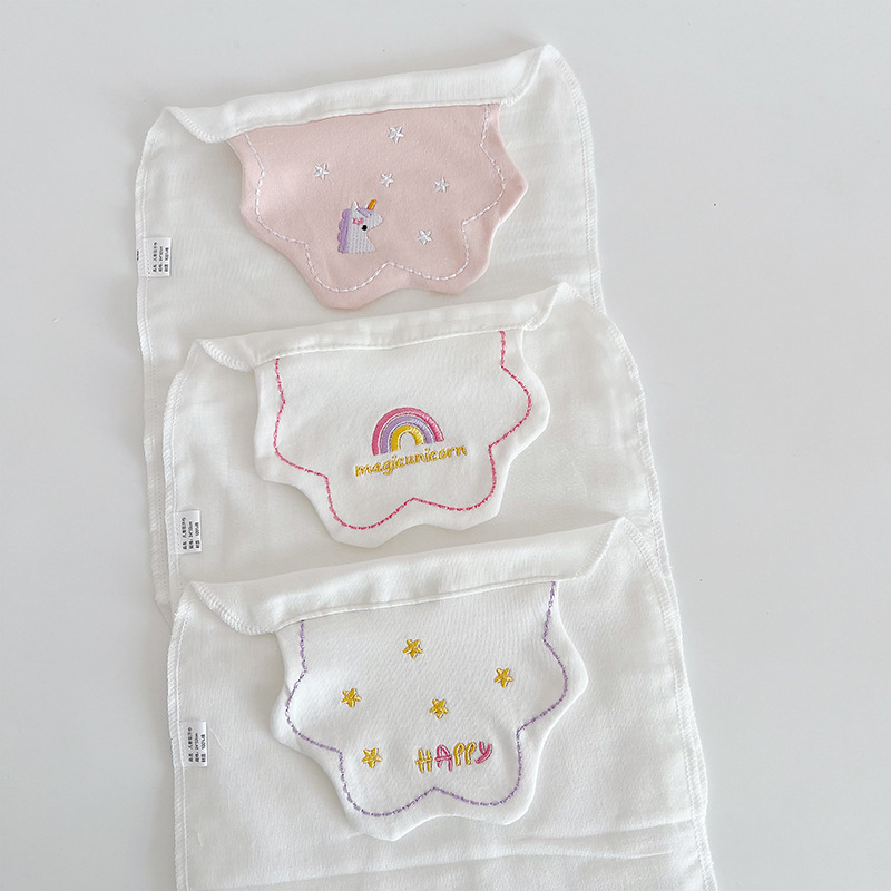 Ins Style Korean Style Baby Cotton Sweat Absorbent Towel Baby Pad Back Towel Four-Layer Gauze Breathable Soft Fashionable Sweat Towel
