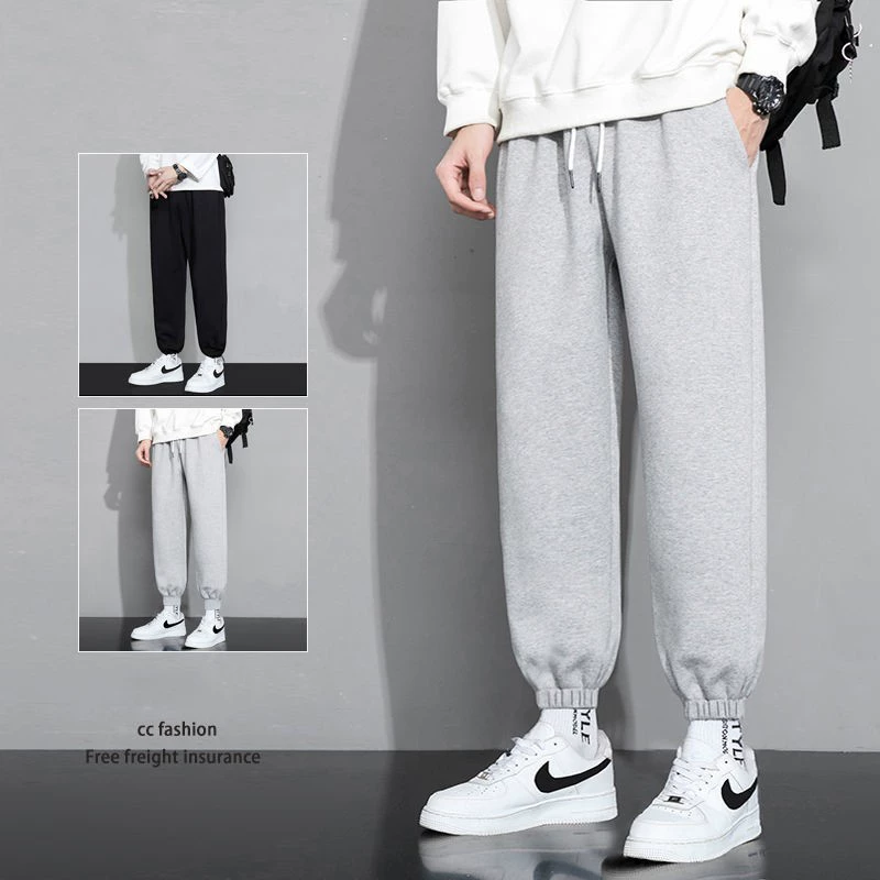Мужские повседневные брюки-джоггеры серого цвета, модные, стильные, универсальные, свободные, длинные, на девять десятых длины, для весны, лета и осени 2025 года.