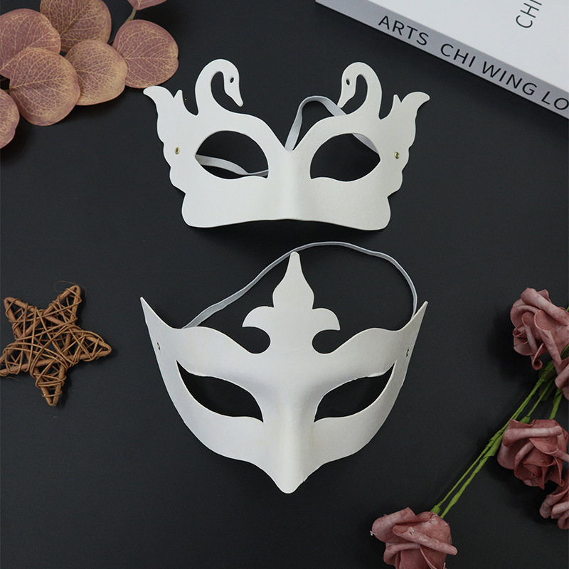 En blanco pintado a mano cara de gato máscara de zorro máscara de pulpa DIY máscara de cara entera máscara de mitad de cara máscara de dibujo infantil