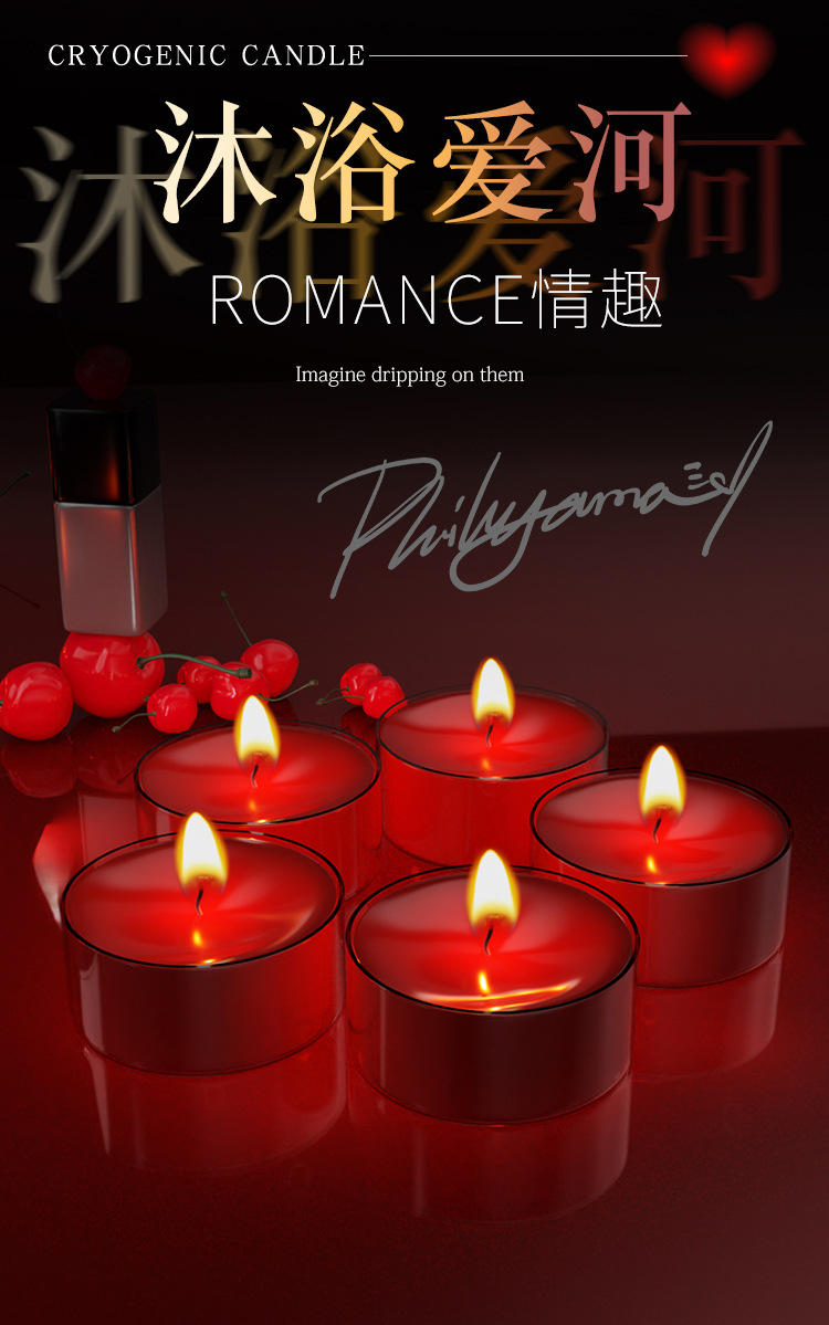 Low-Temperature Soy Wax Massage Candle, Heart-Shaped Red, Adult Couples Sensory Accessory — detail image 3