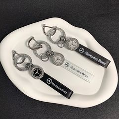 汽车钥匙扣奔驰钥匙皮带挂件车标logo小羊皮高档镶钻环钥匙链批发