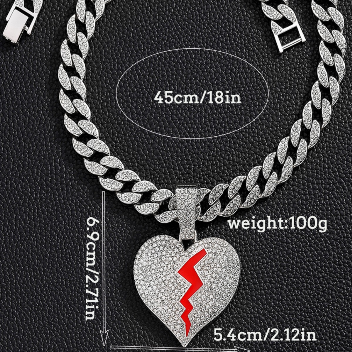 Calle Hip-Hop personalidad rompió rompiendo amor colgante cadena HIPHOP 15mm hebilla de reloj cadena cubana hombre