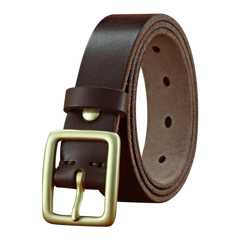 Vintage leren riem voor dames handgemaakt met doornsluiting_voghion.com