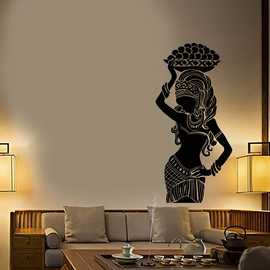 非洲女人头顶果盘造型贴花精雕wall decor跨境亚马逊DW11037