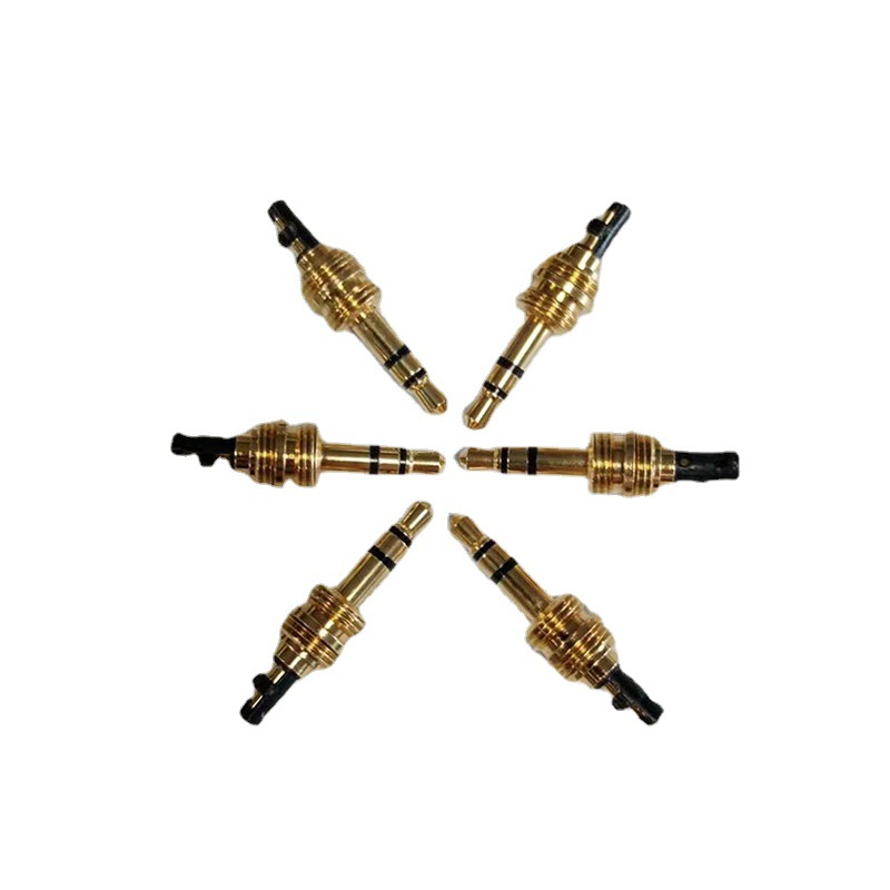 DC3.5镀金立体 M8盘前牙+后牙 镀金立体插头 音视频插头  镀金