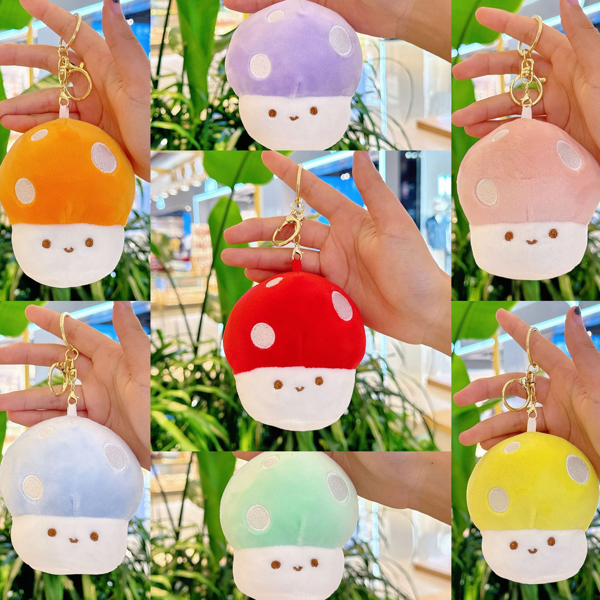 Muñeco de peluche con llavero de seta para celebración de bodas, regalo de bolsa ciega.