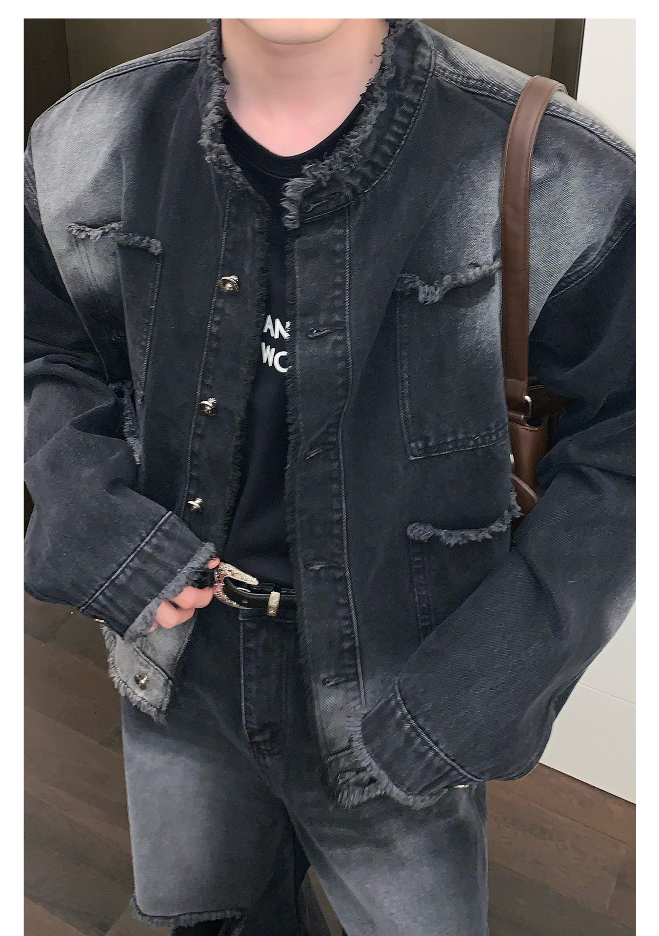 Giacca in jeans da uomo distressed retro lavaggio stile urbano_voghion.com