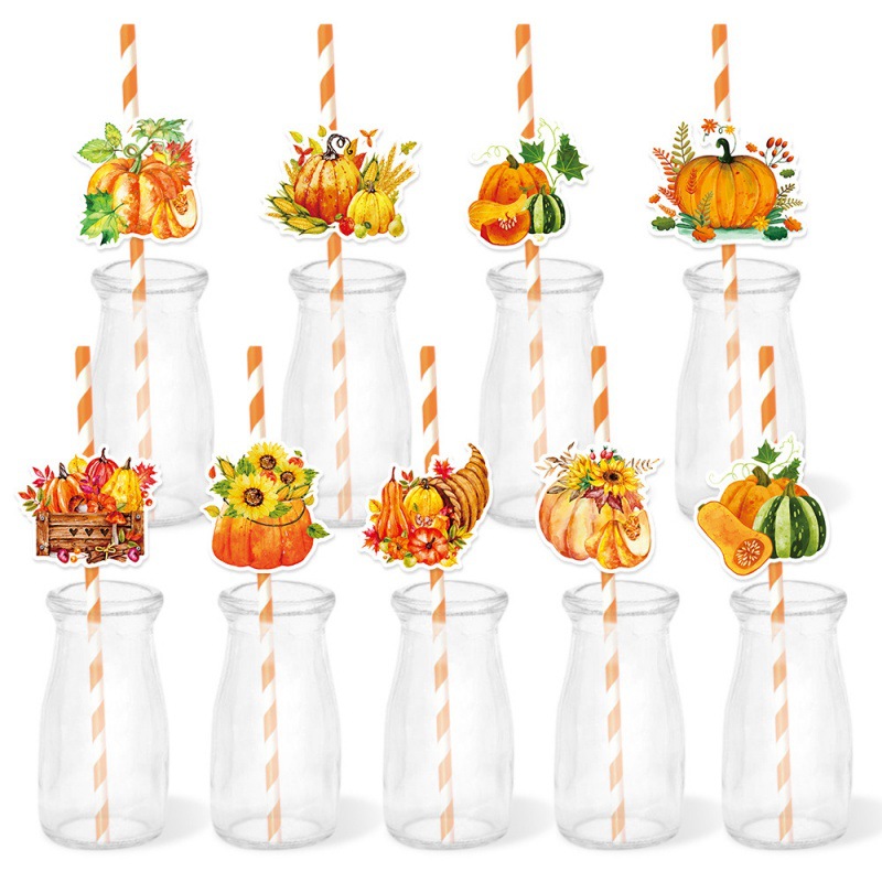 Amazon Día de Acción de Gracias Fiesta Decoración Paja Plug Cosecha Cumpleaños Decoración Postre Plug Jumpkins