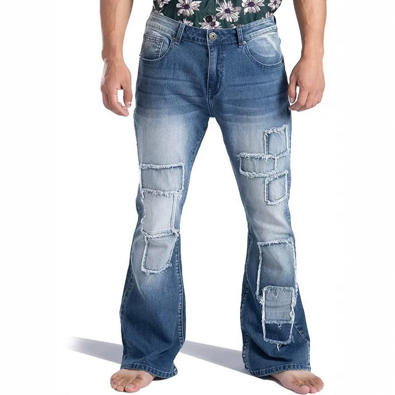 Flared bottom, slim fit, comfortable, flared retro jeans, vintage denim pants Flared bottom, slim fit, comfortable, flared retro jeans, vintage denim pants