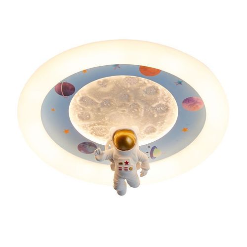 Modern Cream Rabbit Astronaut Children's Ceiling Light, Simple Moon Boy and Girl Warm and Romantic Eye-Care Lamp
