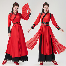 打鼓雪龙吟舞蹈演出服新款花木兰服装女侠客武侠中国鼓古典象王行