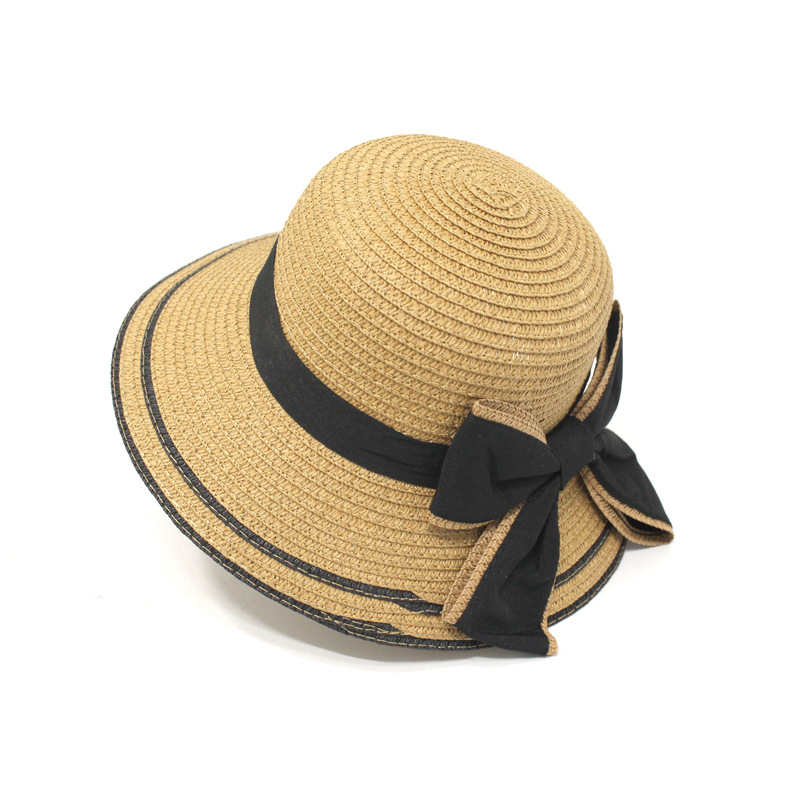 Korean Style Bow Wide-brimmed Sunshade Parent-child Straw Hat display picture 9