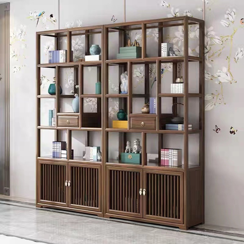 New Chinese style Bogu rack antique rack solid wood antique Duobao Pavilion Nan elm display cabinet small ornaments storage rack bookshelf