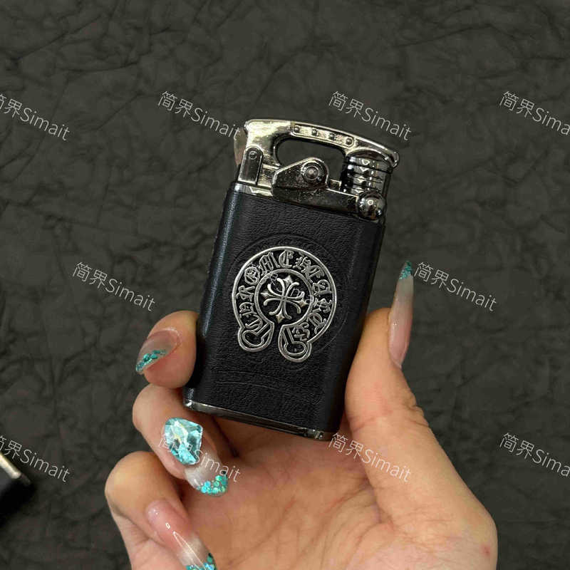 网红创意克罗之心高级轻奢皮纹直冲打火机充气送男友礼物支持密文|undefined