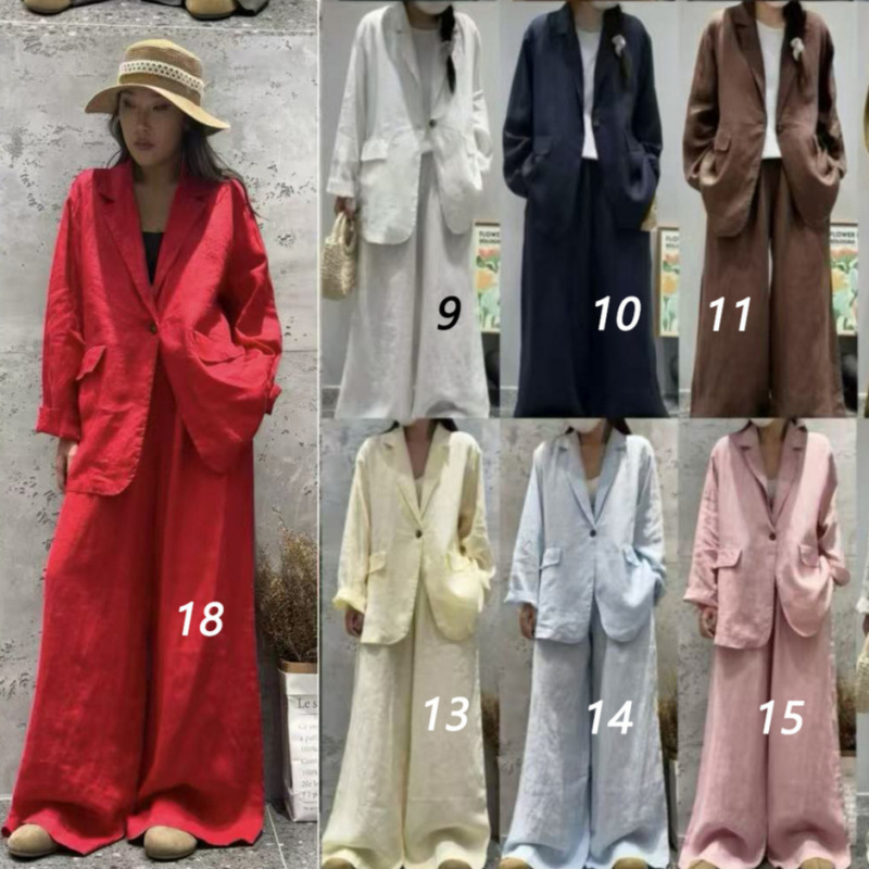Cz Loose Breathable Thin Blazer 2026 Summer Korean Chic Pure Linen Casual Suit Jacket for Women Export