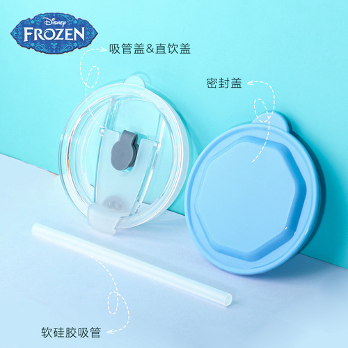 Disney children's water cup household stainless steel mouth cup kindergarten baby drinking milk cup with lid anti-fall portable
