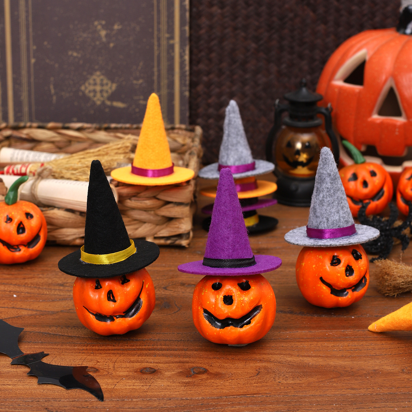 Cross-Border Halloween Decoration Mini Witch Hat Kidsren's Party Ghost Festival Little Witch Hat Wizard Hat Wine Bottle Hat Props