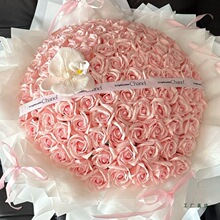 粉荔枝玫瑰花束仿真花永生花香皂花送女朋友闺蜜高级感生日礼物