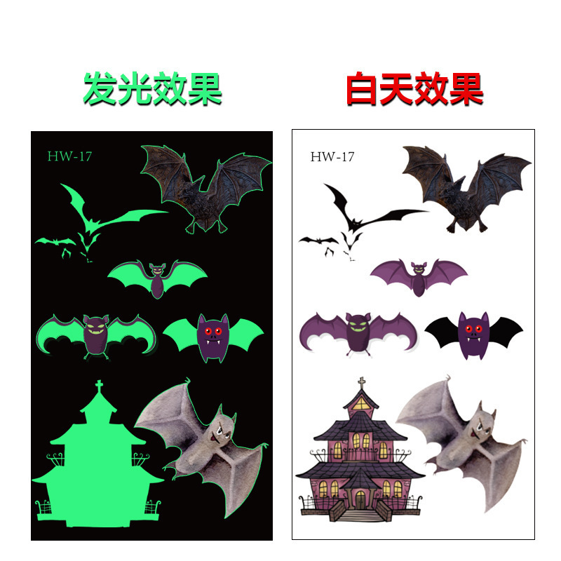 クロスボーダー新しい子供の漫画発光ハロウィンタトゥーステッカー発光面白いカボチャの顔ステッカーパーティーフェスティバルステッカー|undefined