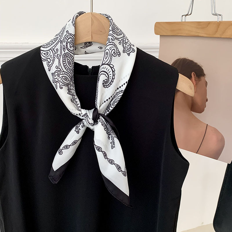 70 pañuelos cuadrados, pañuelos de seda, corbatas, pañuelos decorativos versátiles estampados de moda de alta gama para verano, pañuelos finos, chales para prendas de abrigo.