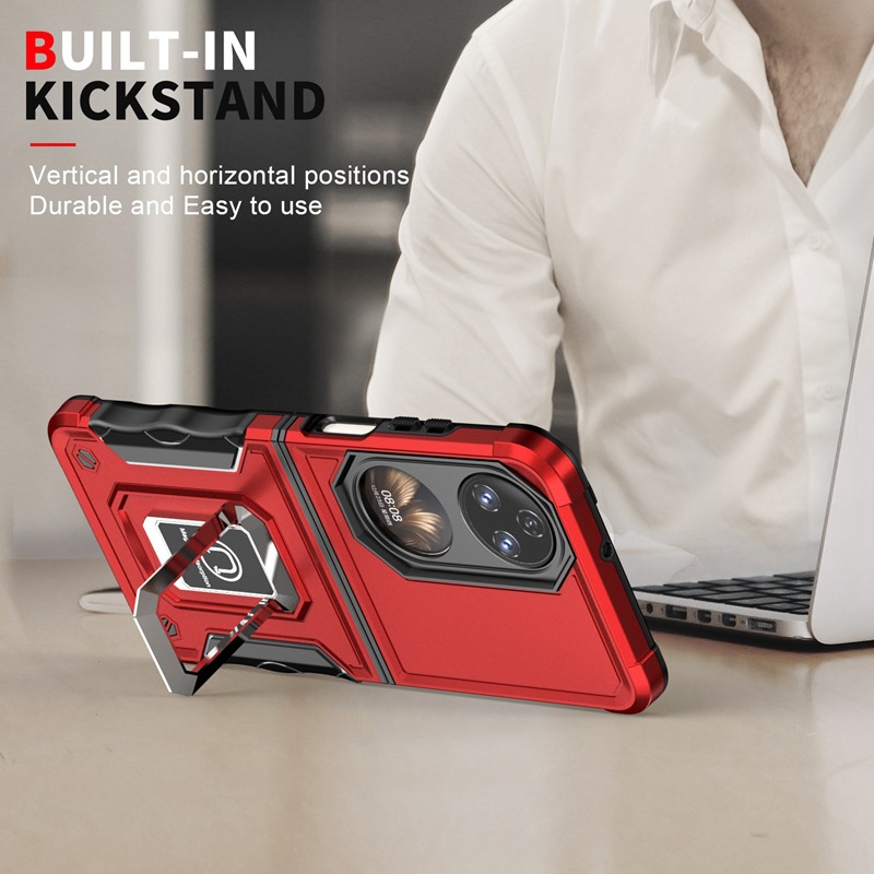 Suitable for HWP50Pocket Military Flag Ring Phone Flip Folding Screen Stand Armor Protection Case_voghion.com