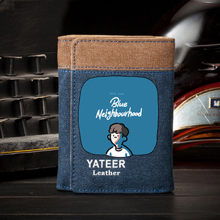 Canvas Wallet Men's Troyeshiwen Trendy Brand Multi-Card Retro Student Fashion Korean-Style 30% Fold Small Wallet