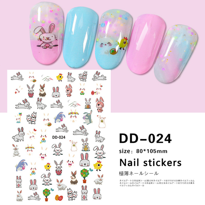 Redanco New 3D Explosions Cartoon Cute Rabbit Nail Art Stickers Back Glue Nail Stickers Jewelry Wholesale