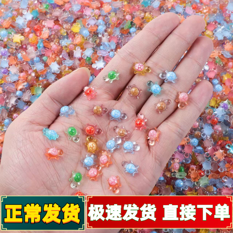 Resina Roja de Internet manicura accesorios de joyería de tortuga pequeña mini dibujos animados pintados para imprimir accesorios de uñas a través del hielo DIY