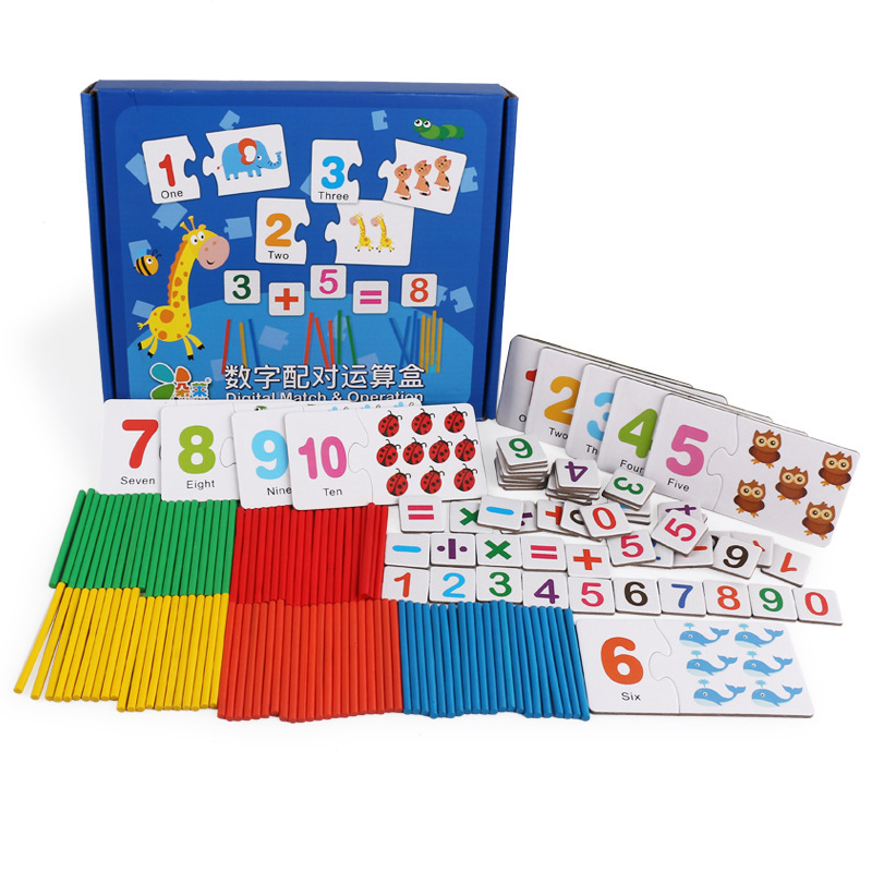 Weiweihu Matemáticas Iluminación ayudas didácticas Rompecabezas para niños Números Emparejamiento Cajas de cálculo Juegos de ortografía Juguetes de madera