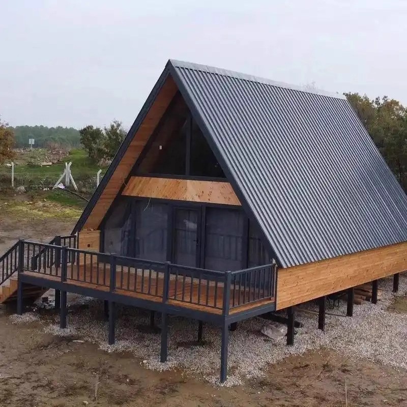 Casa triangular de madera de estilo nórdico casa de madera maciza al aire libre camping hotel móvil casa de alojamiento