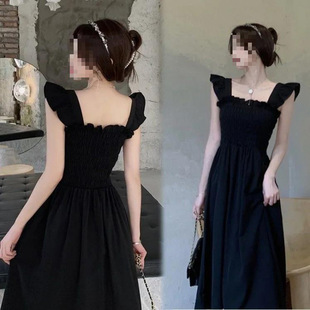 Summer Style French Style Dress for Pregnant Women, New Hepburn Style Square Collar Internet Celebrity Tea Break Long Dress for Pregnant Women