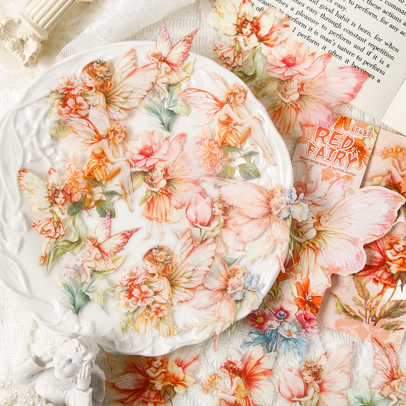Nube Elf Series Personajes de flores Pet Impermeable Transparente Dian Material de decoración Collage Etiqueta engomada del diario