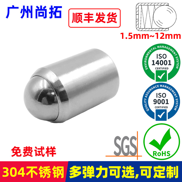 不锈钢插入型碰珠无台阶光身定位珠 Ball Plunger without Collar