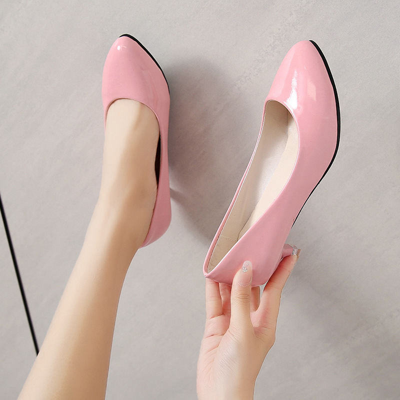 春秋季欧美百搭性感圆头高跟鞋批发单鞋细跟浅口单鞋女职场工作鞋