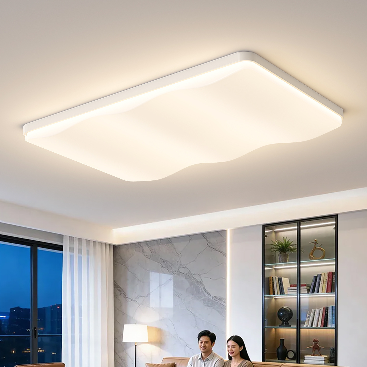 Grand View Garden estilo medieval sala de estar luz de techo nuevo color nuez ultra delgado super brillante simple dormitorio luz de techo 472L