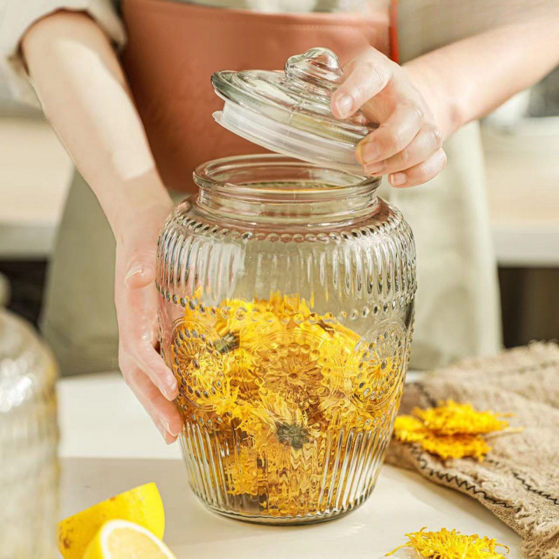 gran capacidad gruesa vidrio sellado tanque con cubierta encurtido doméstico cerveza granos almacenamiento de granos gruesos recipiente