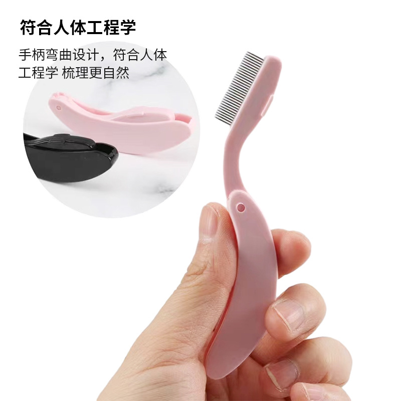 Mango recto aguja de acero cepillo de cejas cepillo de pestañas plegable cepillo de cejas peine de pestañas falsas herramienta de peinado dispositivo auxiliar en stock