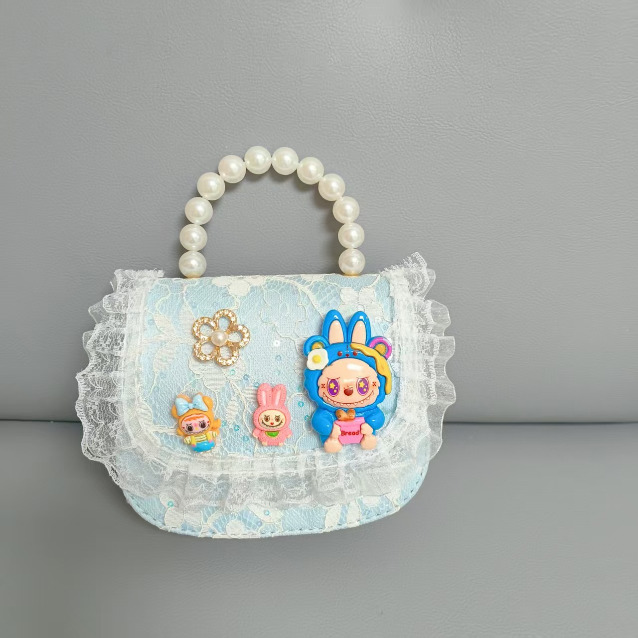Bolso de perlas bolso de hombro bolso de cambio bolso de princesa bolso de tela de tela bolso de niños bolso de cadena bolso pequeño