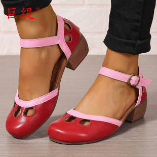 Juti 2025 Amazon New Independent Station European and American Export 36-43 Large Size High Heel Buckle Women's Sandals
