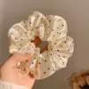 38# cream white polka dot hair tie-10cm