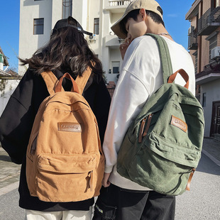 Cross-Border American high school retro backpack distressed washed canvas men's and women's backpack student schoolbag factory supply