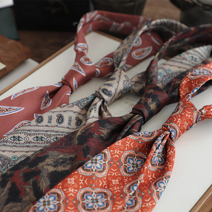 Factory in stock wholesale direct supply retro 9CM imitation silk printed tie men's American style street style wide casual style