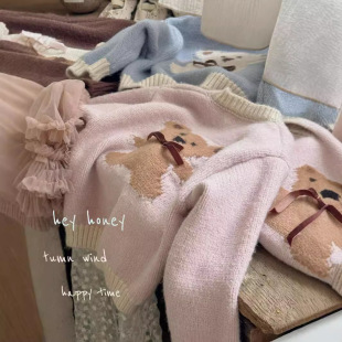 Spot Large and Small Rolls 24 Autumn and Winter Kidsren's Style Knitted Cardigan Outwear Vest Cartoon Outwear Tops Girls' Clothing