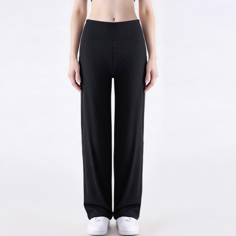 Nuevos pantalones casuales rectos delgados de cintura alta y pantalones de piernas anchas, cintura elástica, bolsillo en forma de cintura image 7