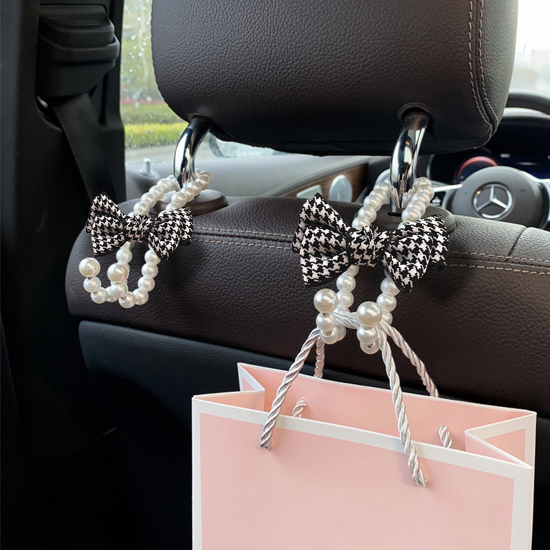 Gancho de lazo de perla para coche Gancho trasero del asiento delantero para coche Gancho pequeño multifuncional para coche